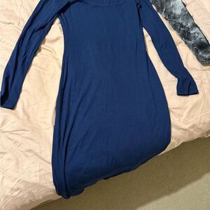 Dynamite Ribbon Deep Blue Long Sleeve Dress M